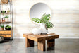 Skeet wooden square coffee table front view natural sheesham finish