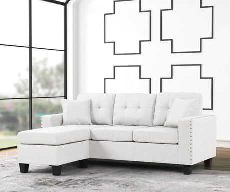 Cris S reversible sectional sofa in sand linen main view from front angle