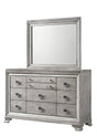 Vail gray dresser front view with spacious drawers