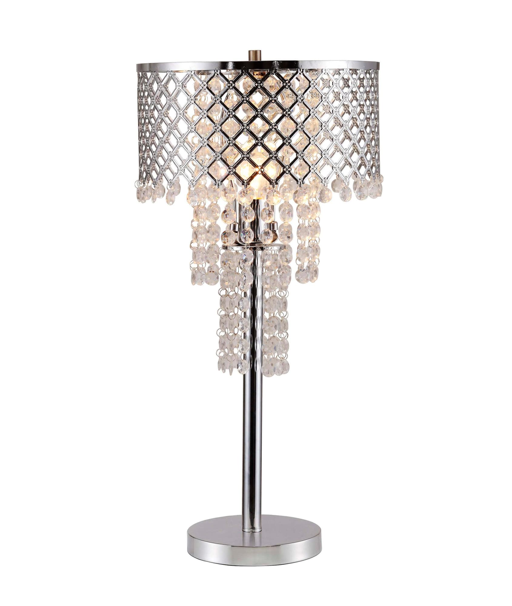 Vantassel Crystal on Mesh Glass Table Lamp front view