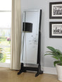 Cortez Black Jewelry Storage Cheval Mirror angled front view