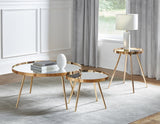 Kaelyn Round Mirror Top End Table Gold angled view