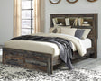 Drystan Multi Queen Bookcase Bed Front View with Storage Drawers