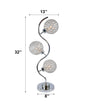 Front view of Silver Metak Crystal 3 Modern Globe Table Lamp showcasing glass globe design