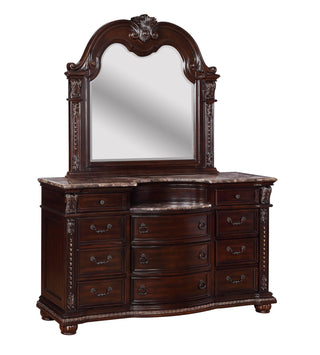 Stanley Dresser in brown wood with nickel-plated drawers, front view