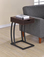 Troy Cappuccino Accent Table front view showing drawer and power outlets