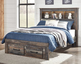 Drystan full multi finish bookcase bed with two storage drawers front view