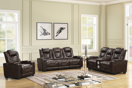 Eric Brown 3-piece power reclining set brown sofa front angle