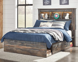 Drystan Multi Full Bookcase Bed with 4 Storage Drawers front angle