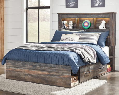 Drystan Multi Full Bookcase Bed with 4 Storage Drawers front angle