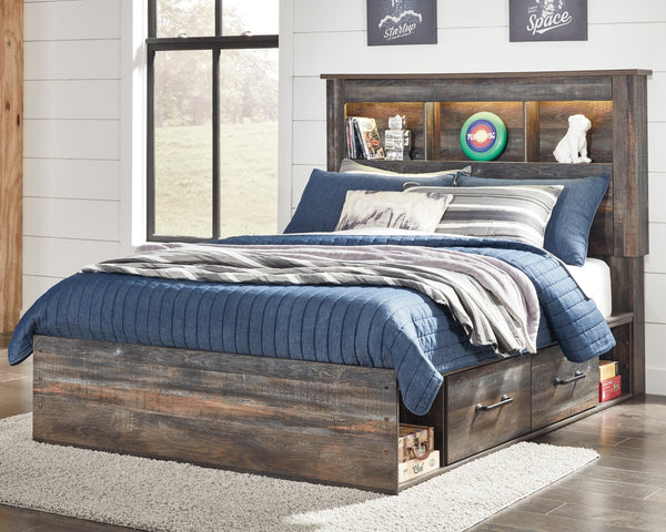 Drystan Multi Full Bookcase Bed with 4 Storage Drawers front angle