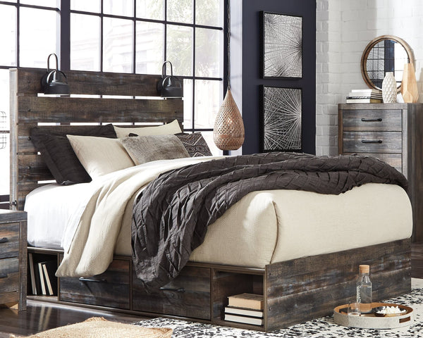Drystan Multi Queen Panel Bed with 4 Storage Drawers, front view