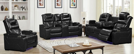 Woodland Black 3-Piece Power Reclining Set full sofa front