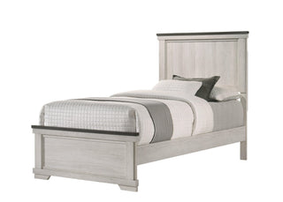 Leighton cream and brown solid hardwood twin panel bed front view