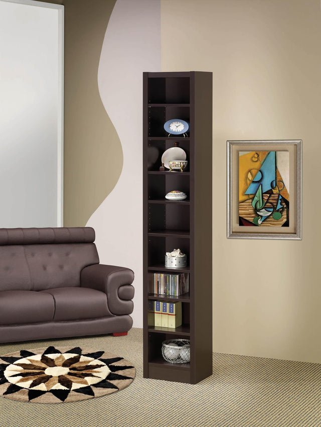 Eliam Cappuccino Rectangular Bookcase front angle