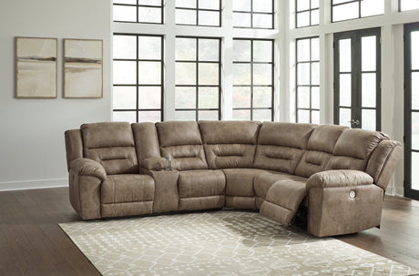 Ravenel Fossil Faux Leather 3-Piece Power Reclining Sectional front view