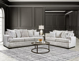 Main view of Flow Oyster sofa and loveseat set in oyster fabric
