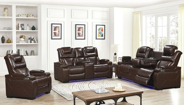 Woodland Brown 3-Piece power reclining sofa set front view