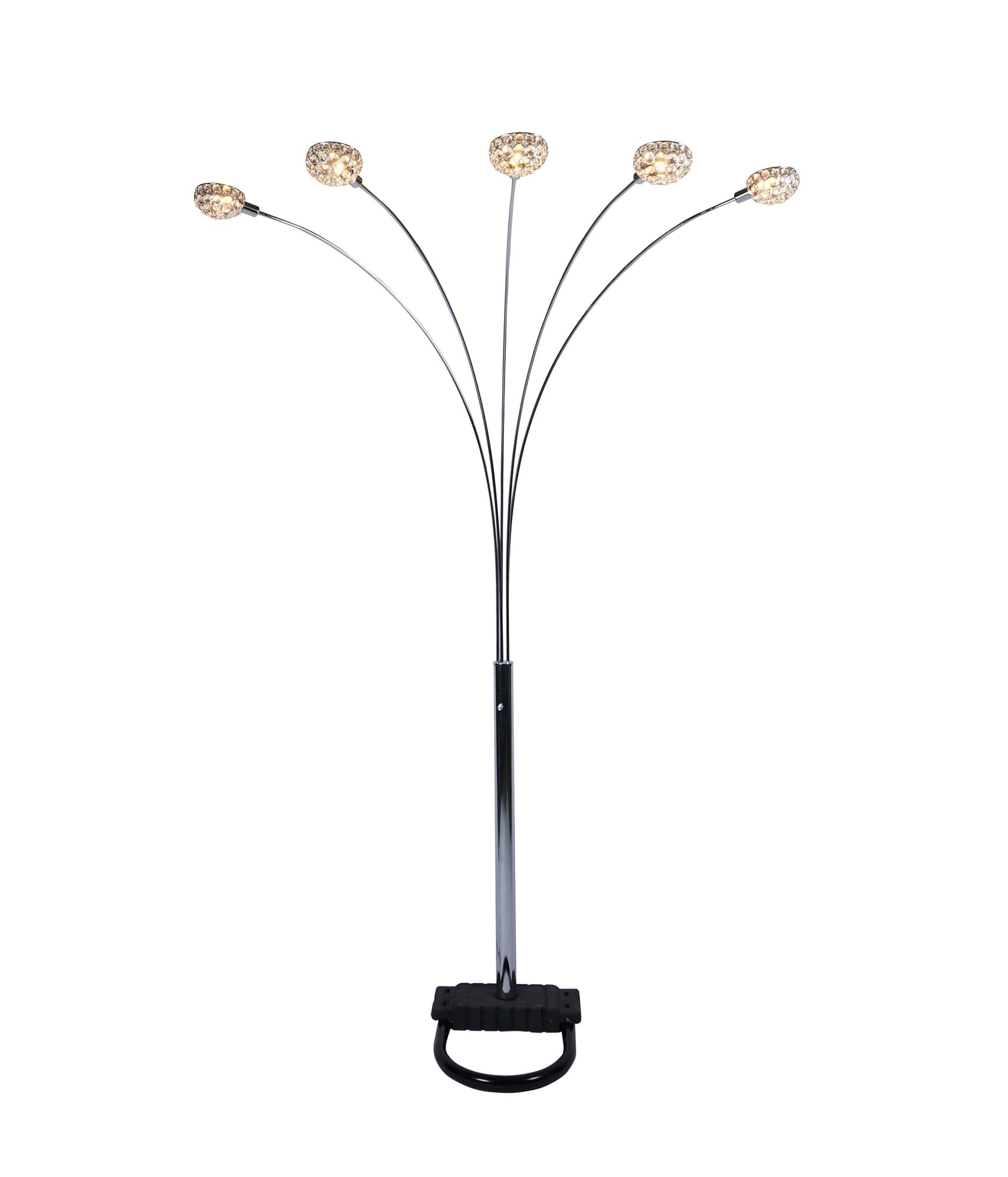 Ashley Champagne Black and Silver Marble Arc Floor Lamp with adjustable arm