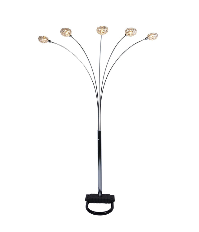 Ashley Champagne Black and Silver Marble Arc Floor Lamp with adjustable arm