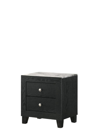 Cadence Night Stand Black, front view showing 2 drawers and tabletop