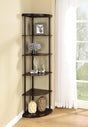 Bonwick 5-Shelf Corner Bookshelf cappuccino, front angle