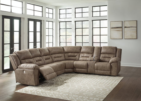 Ravenel Fossil Faux Leather 4-Piece Power Reclining Sectional sofa, front angle
