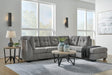 Ashley 553-05 sectional sofa front view in gray fabric