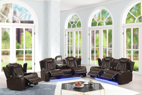 Luz Brown 3-Piece Reclining Set front view