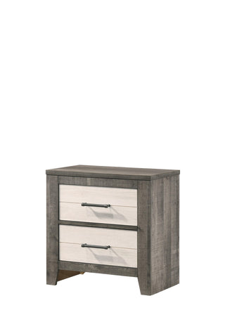 Rhett Night Stand Brown and Cream with 2 drawers front view