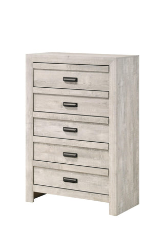 Valor 6-Drawer Chest front view cream rustic wood