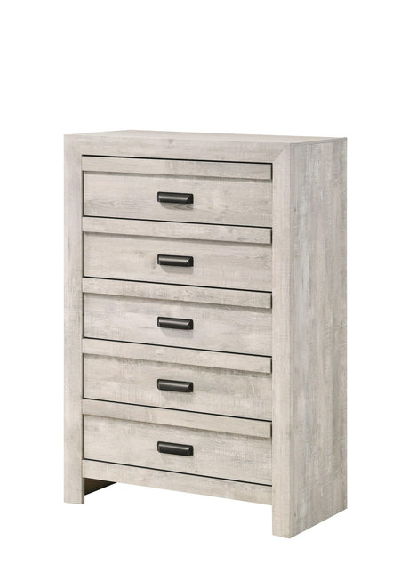 Valor 6-Drawer Chest front view cream rustic wood