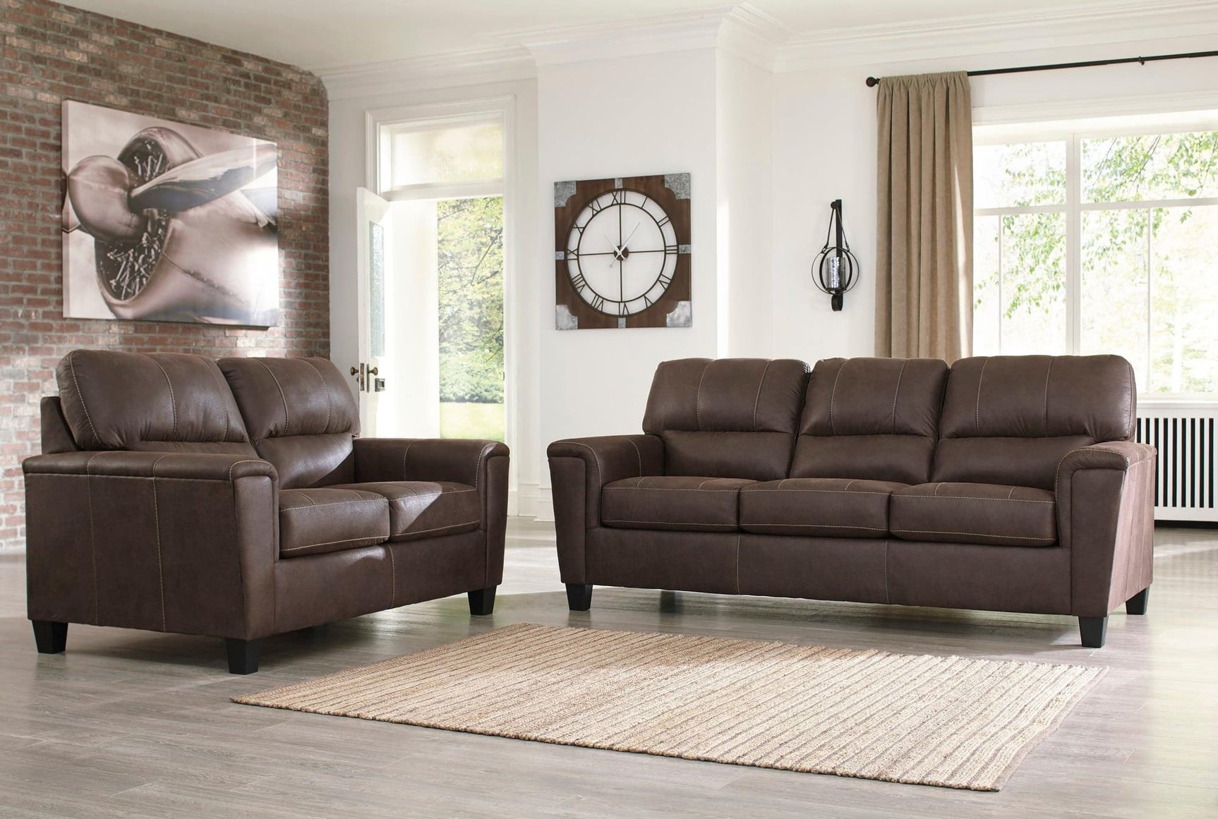 Ashley 940-03 chestnut sofa and loveseat set front view