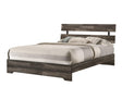 Atticus Brown Full Size Platform Bed front view showing upholstered headboard