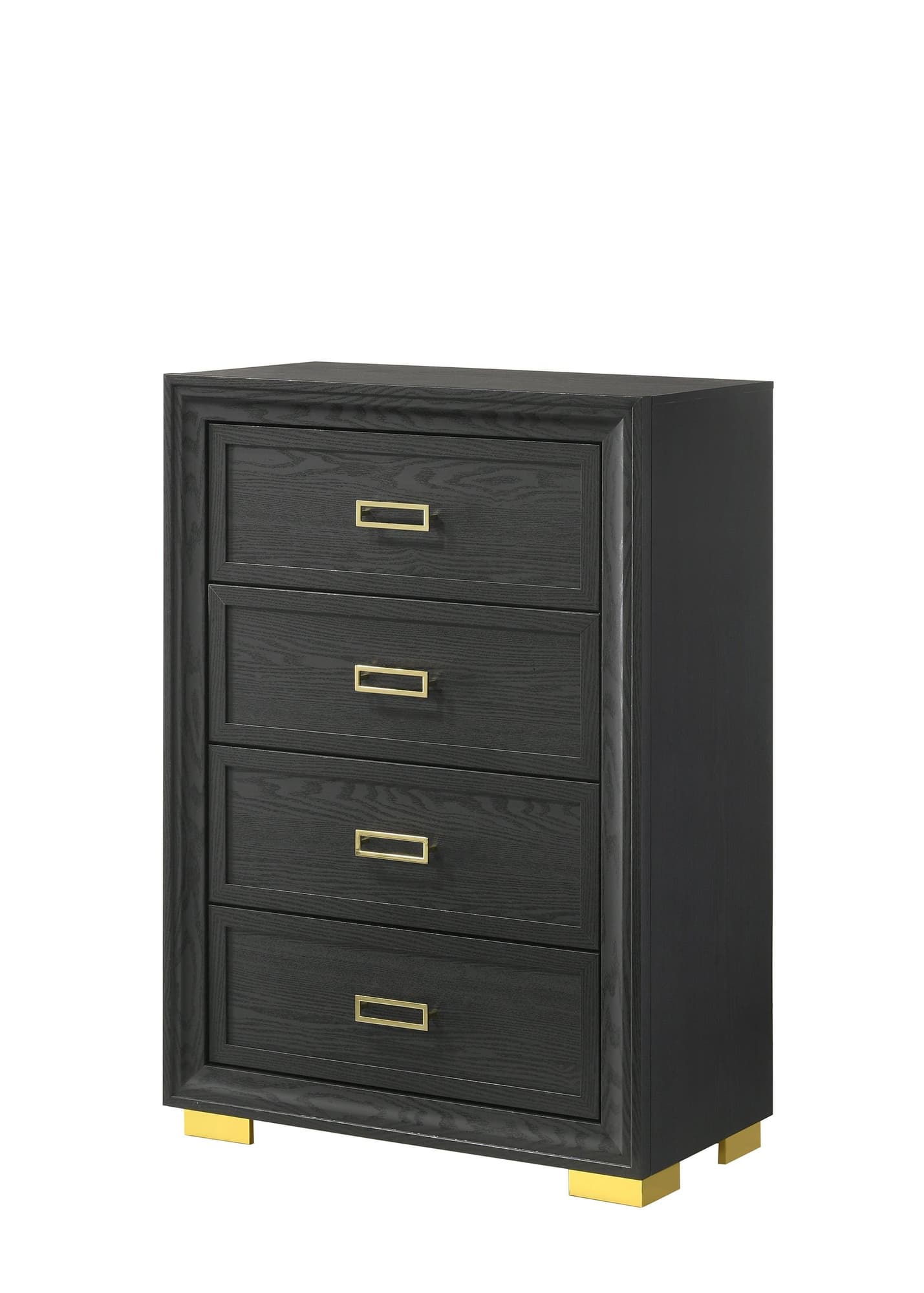 Pepe Chest black and gold contemporary wood 4 drawers front view