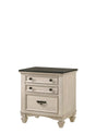 Sawyer Night Stand front view with three drawers in cream and brown finish