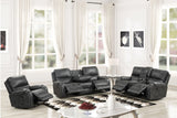 Titan Charcoal Oversized 3-Piece Reclining Sofa with drop-down table