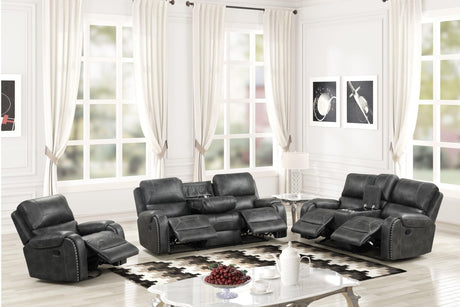 Titan Charcoal Oversized 3-Piece Reclining Sofa with drop-down table