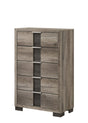 Rangley Gray 5-drawer Chest front view showing drawer layout