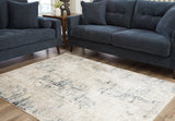 Gentor Blue and Ivory 5 by 7 rug, front view