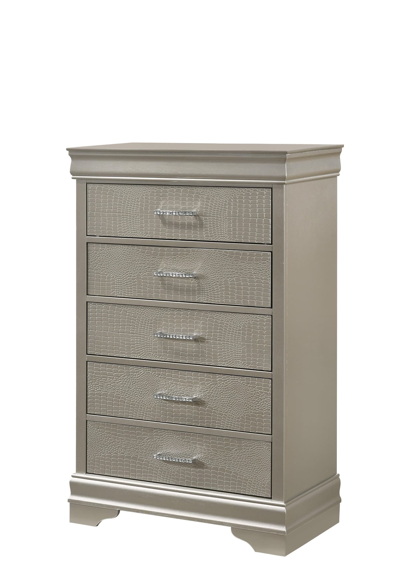 Amalia Chest Silver with 5 drawers front