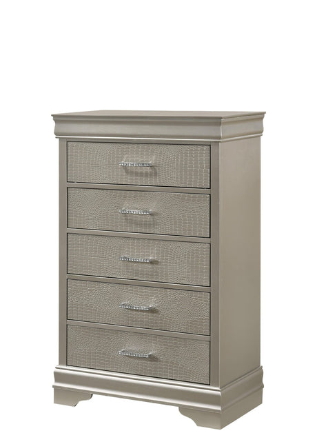 Amalia Chest Silver with 5 drawers front