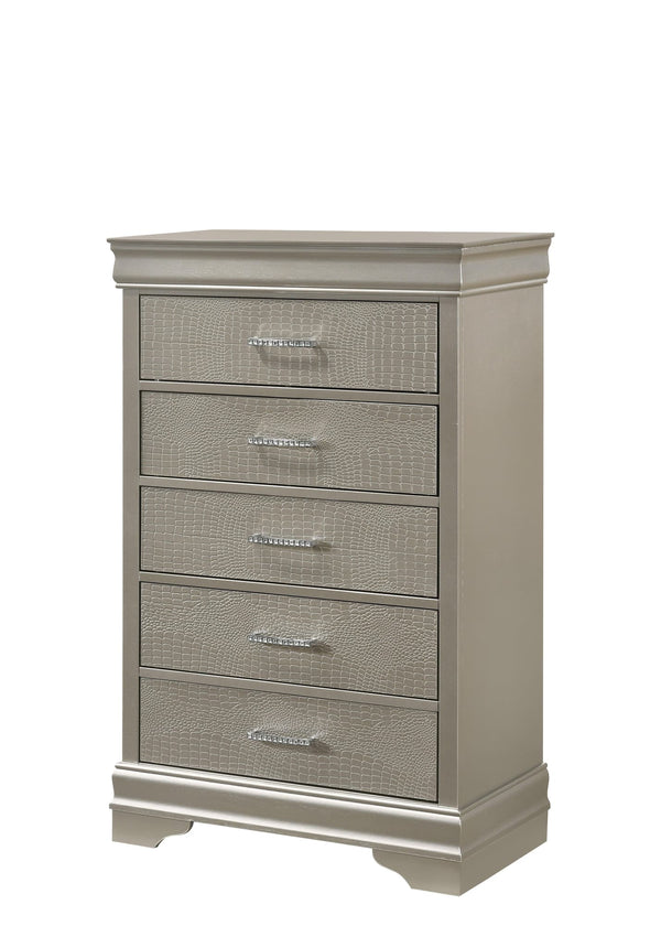 Amalia Chest Silver with 5 drawers front