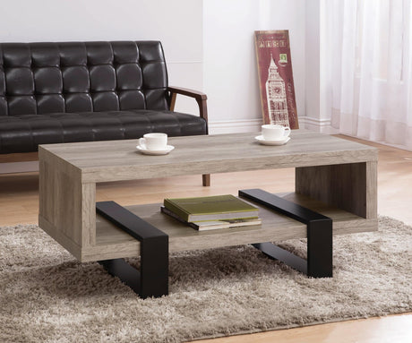 Dinard coffee table grey driftwood angled top view