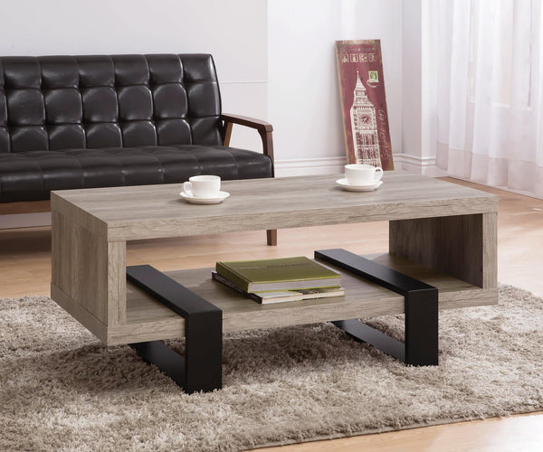 Dinard coffee table grey driftwood angled top view