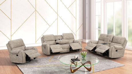 Titan Stone sofa with drop-down table and USB charging ports, front view