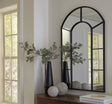 Evengton Black Metal Accent Mirror, front angled view