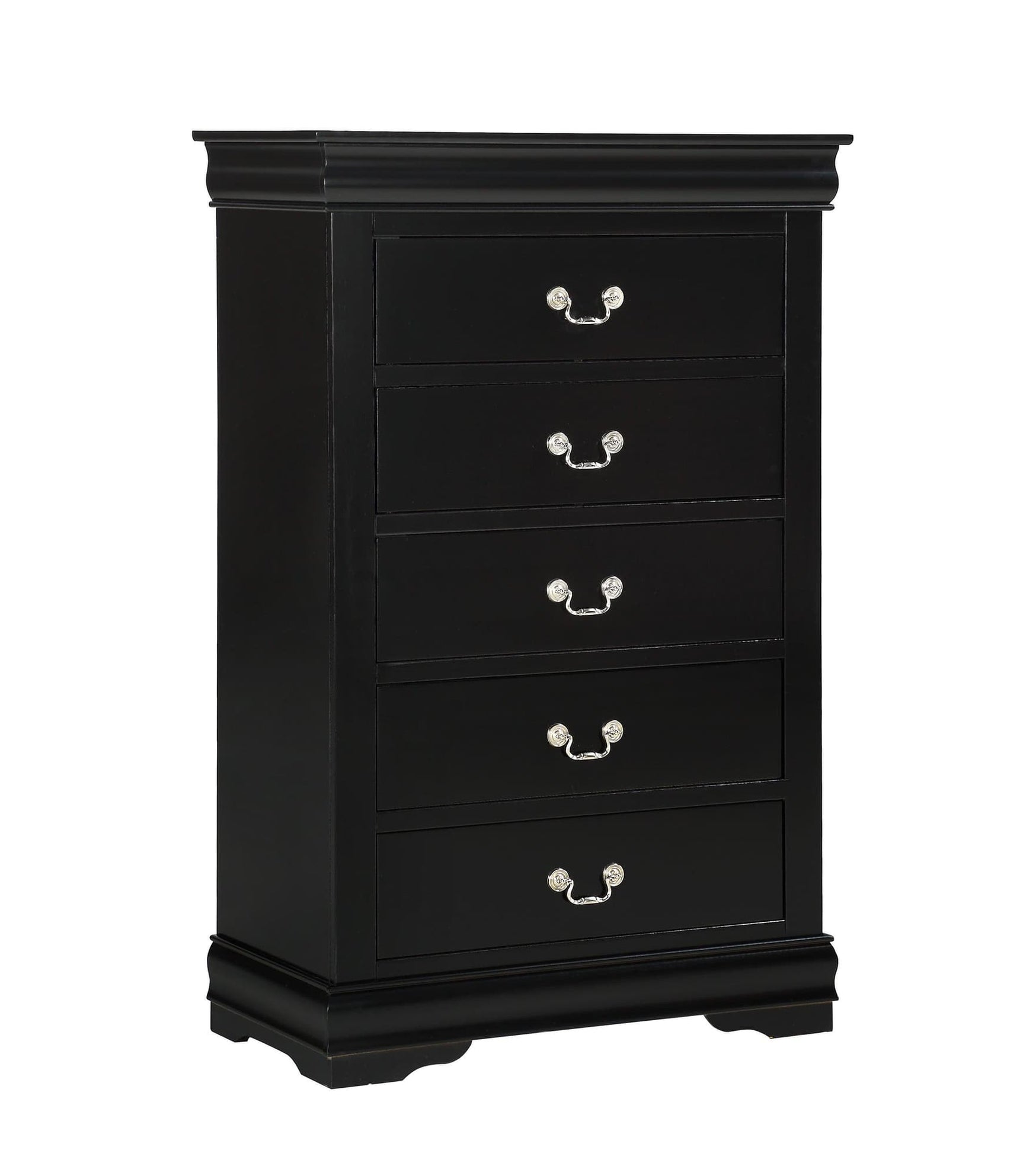 Louis Philip Black 5-Drawer Chest front angle
