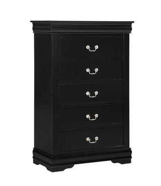 Louis Philip Black 5-Drawer Chest front angle
