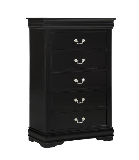 Louis Philip Black 5-Drawer Chest front angle